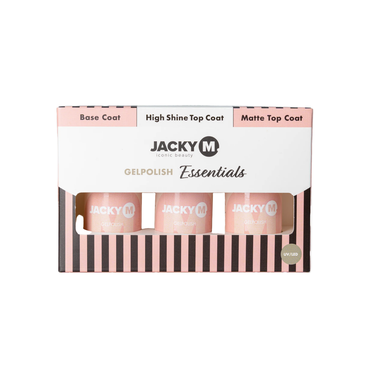JACKY M. Gelpolish kit packaging on a white background