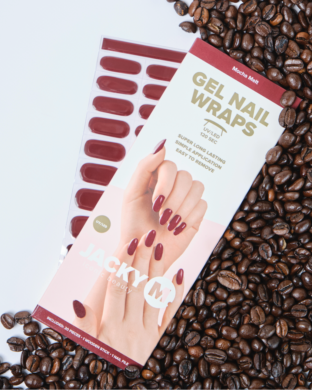 Gel Nail Wraps Mocha Melt 20pcs - JACKY M.