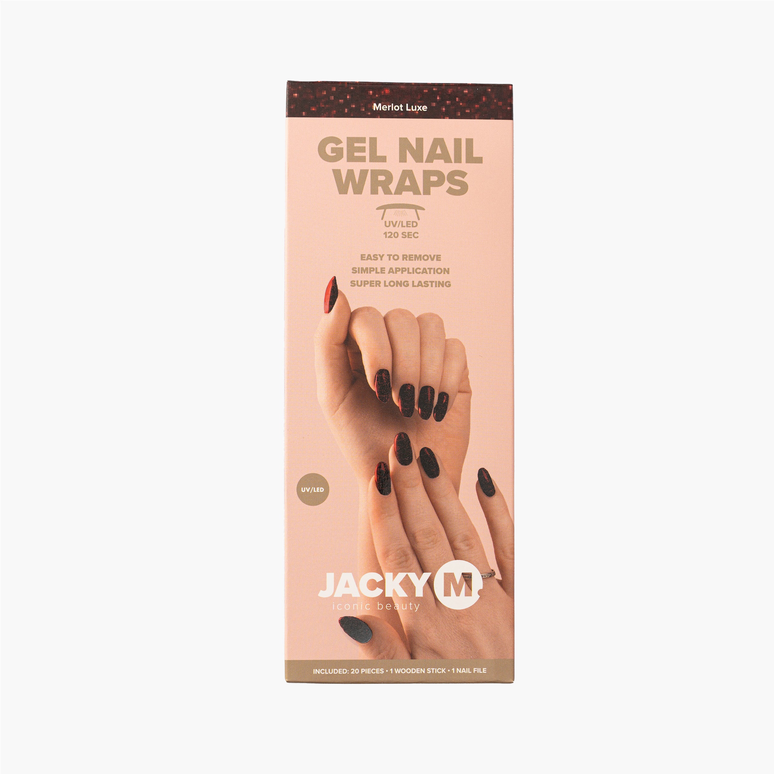 Gel Nail Wraps Merlot Luxe 20pcs - JACKY M. (Glitter) - JACKY M. Iconic Beauty