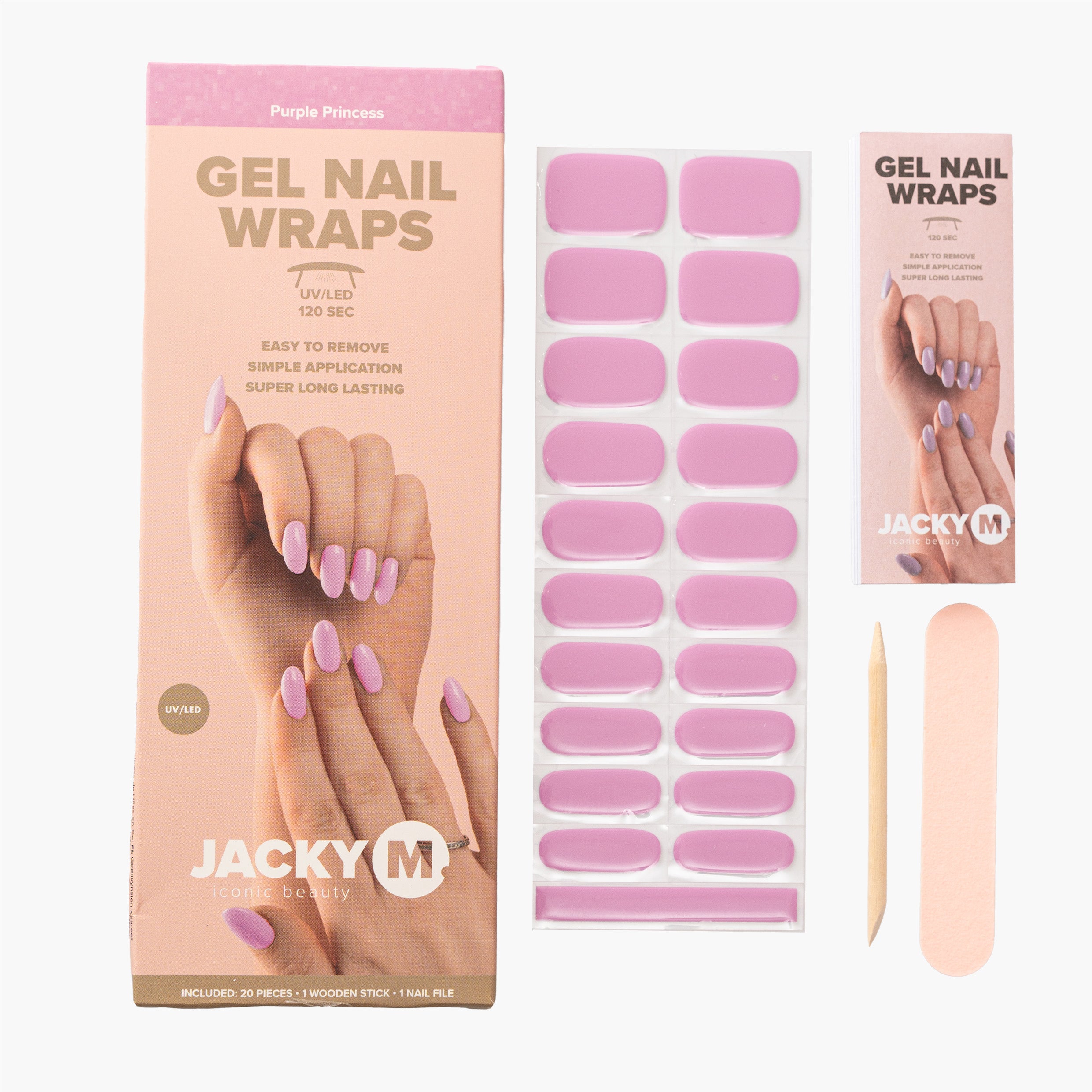 JACKY M. Gel Nail Wraps Purple Princess 20pcs