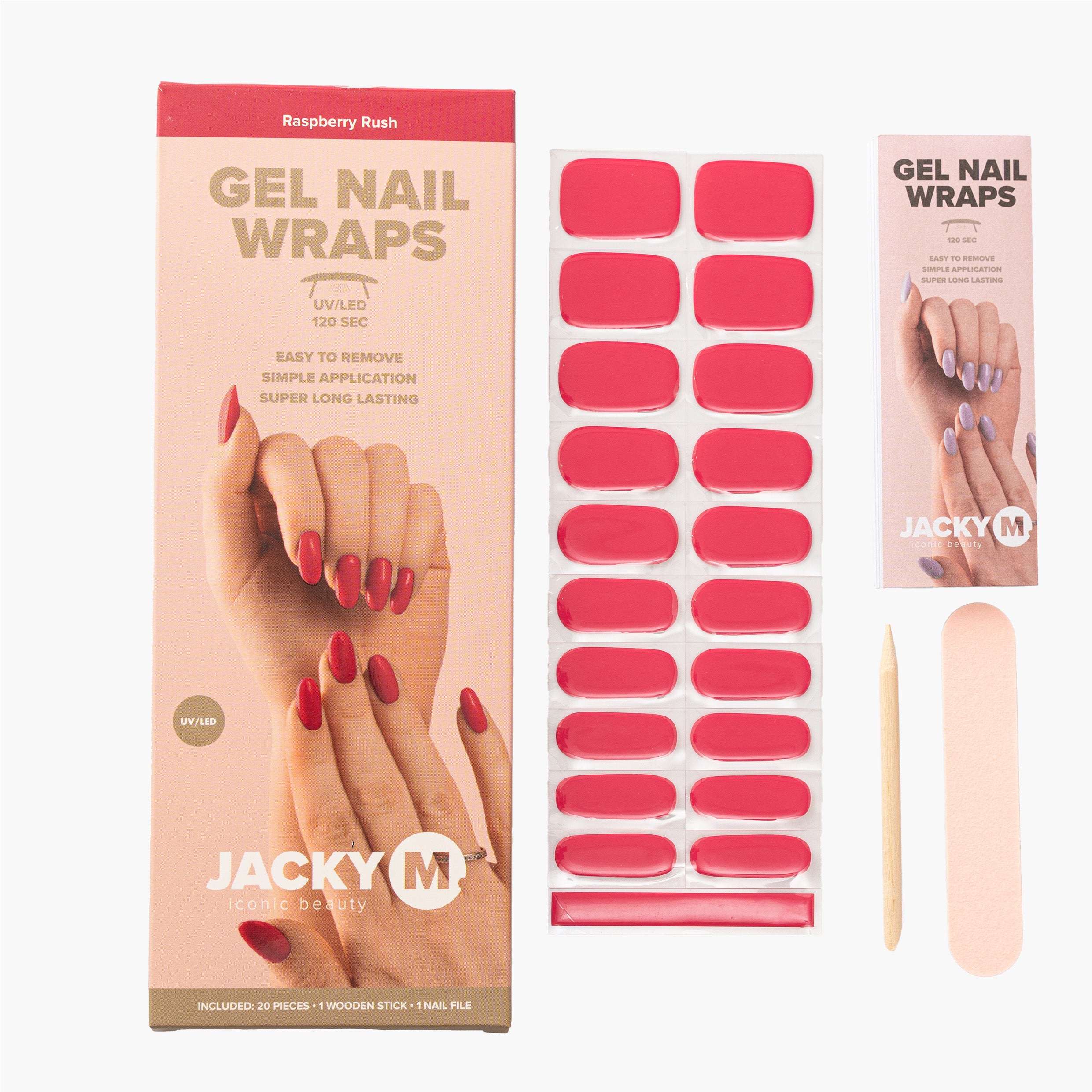 JACKY M. Gel Nail Wraps Raspberry Rush 20pcs