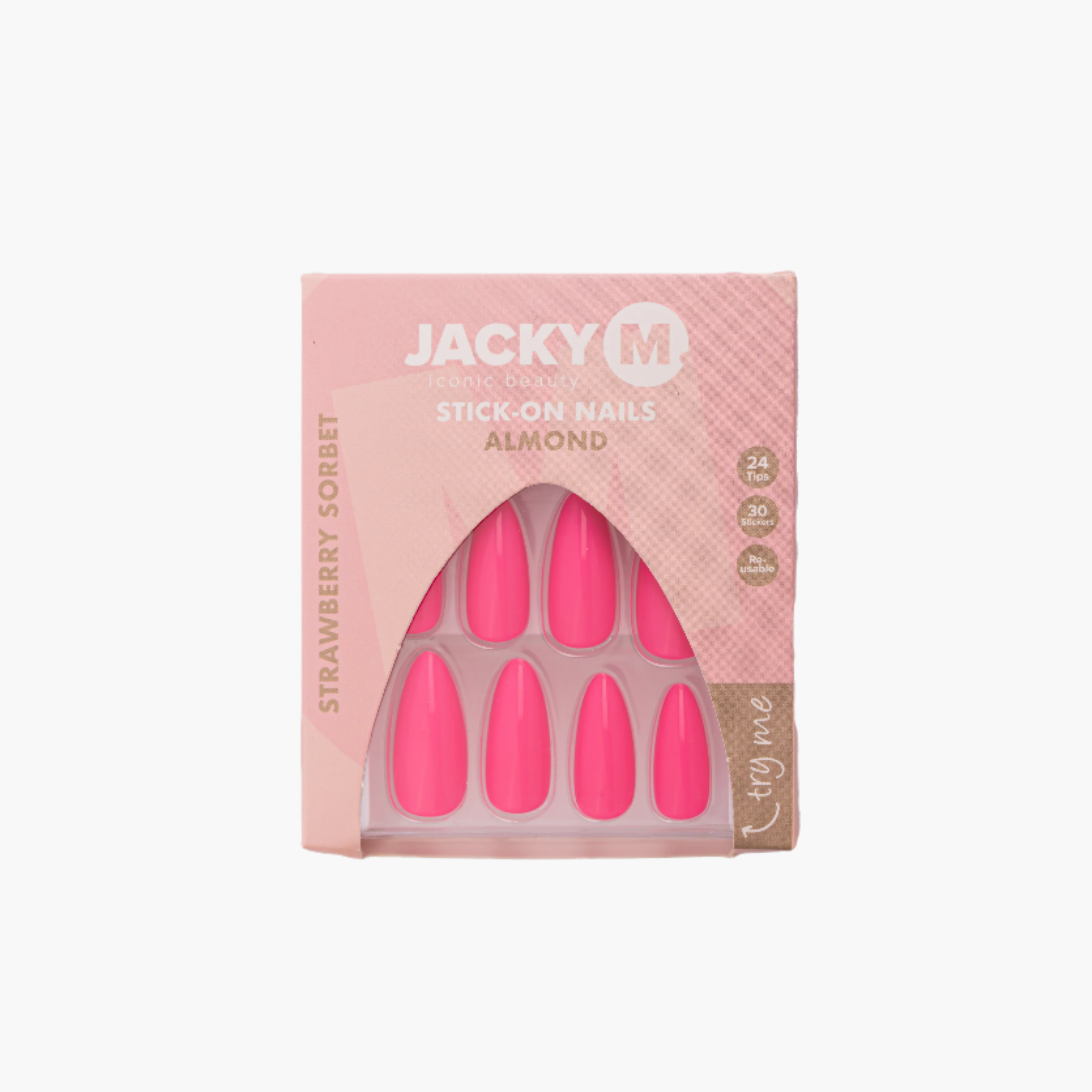 JACKY M. Stick-on Nails Almond Strawberry Sorbet 24pcs