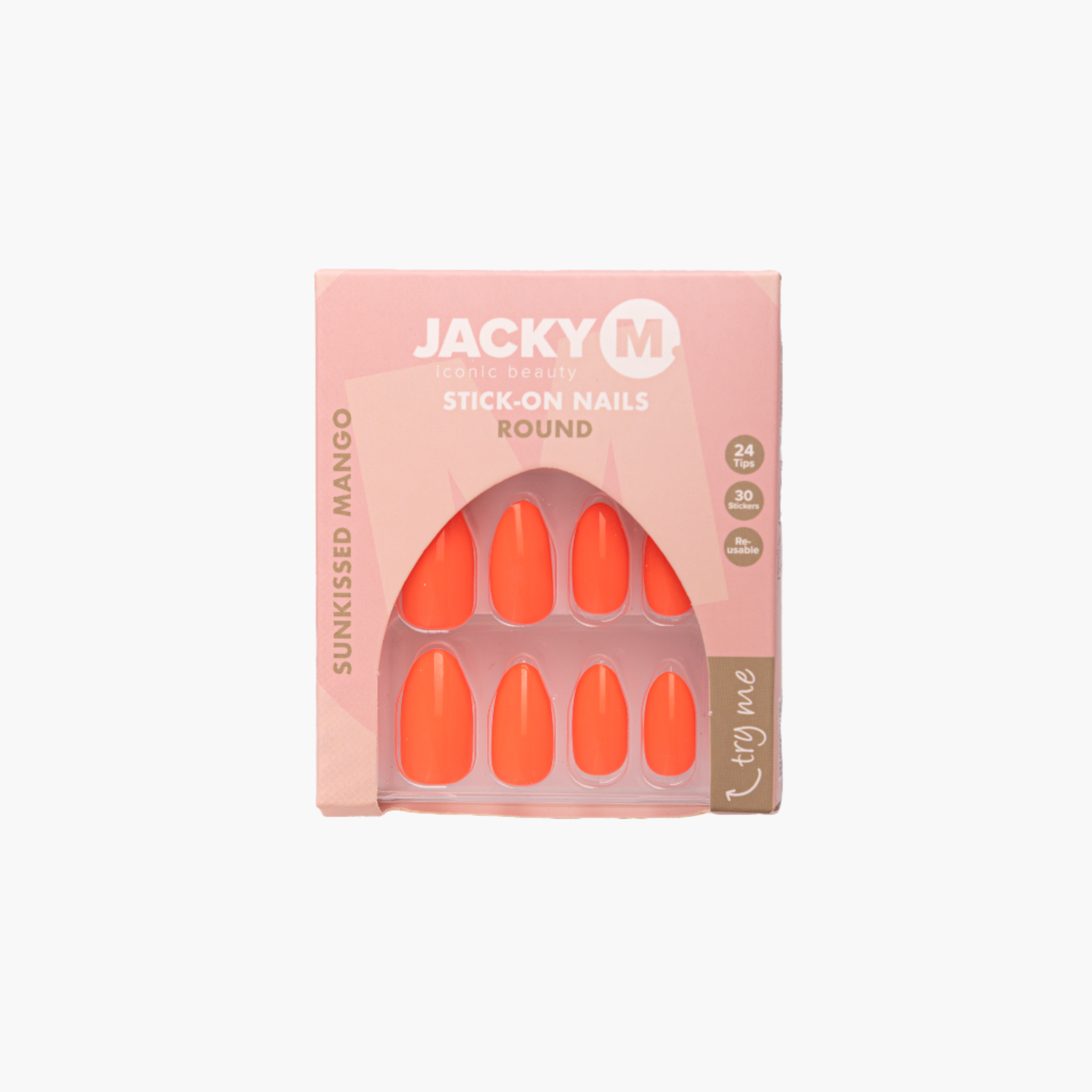 JACKY M. Stick-on Nails verpakking met 24 kunstnagels vorm: Round kleur: Sunkissed Mango