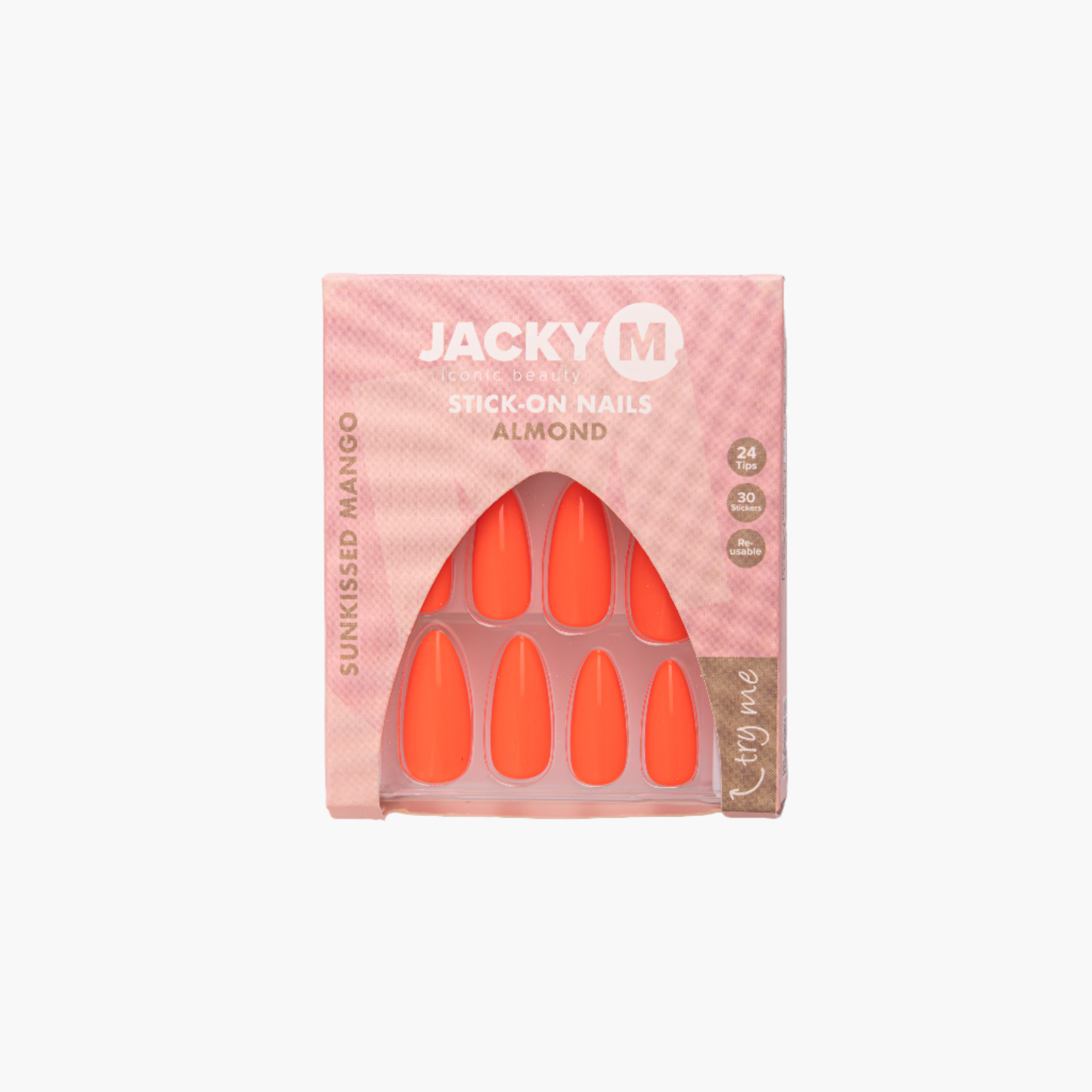 JACKY M. Stick-on Nails Almond Sunkissed Mango 24pcs