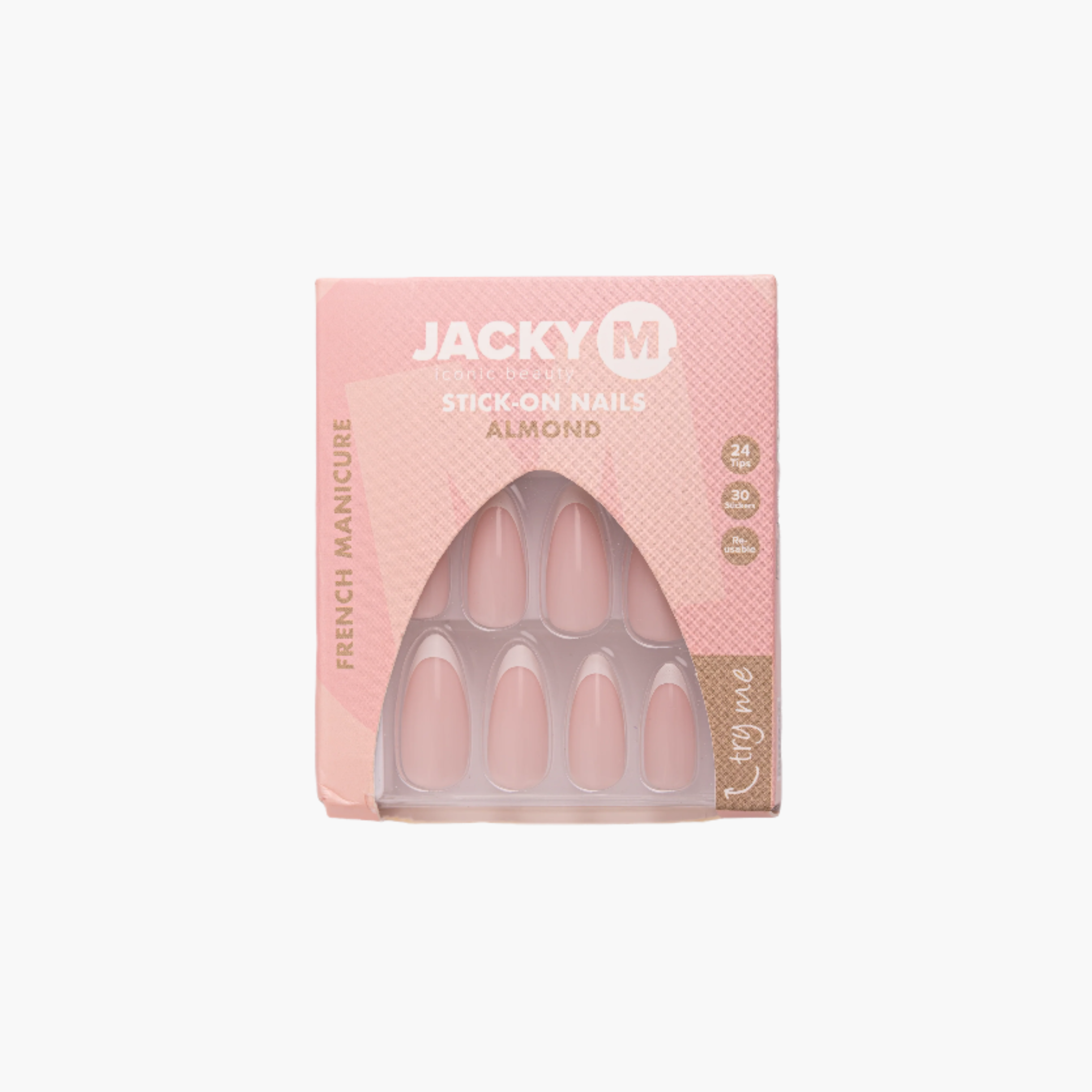 Stick-on Nails Almond French Manicure 