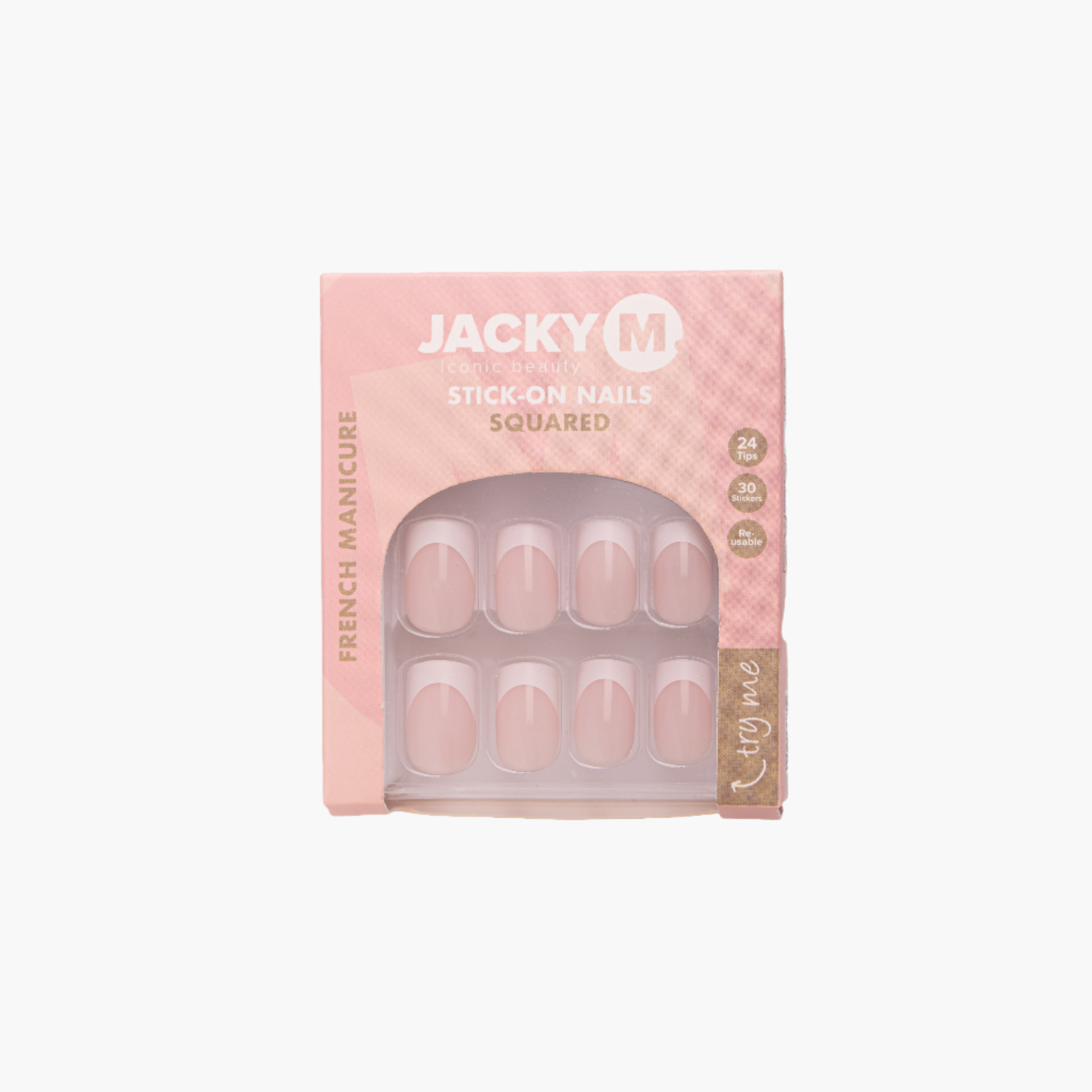 JACKY M. Stick-on Nails Squared French Manicure 24pcs