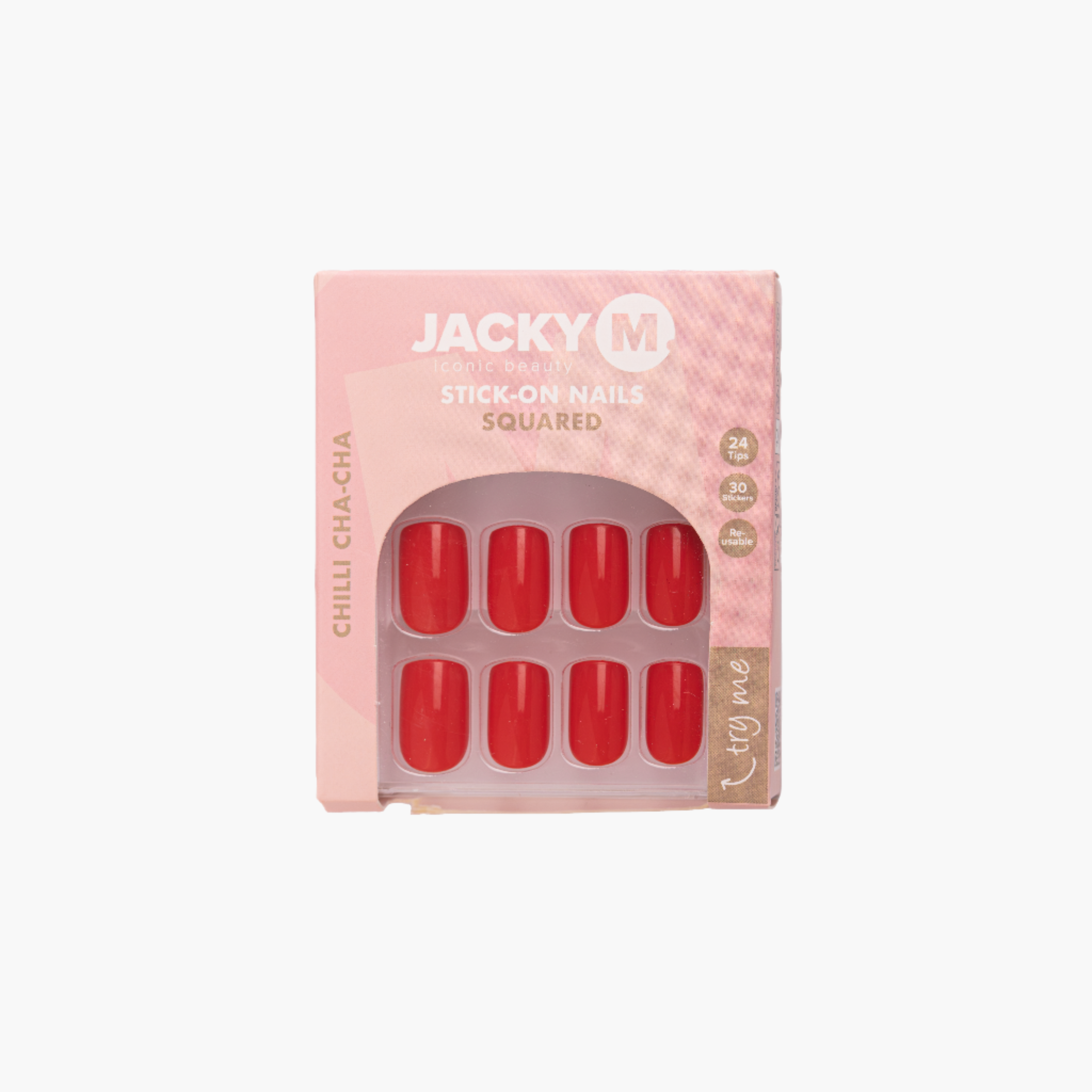 JACKY M. Stick-on Nails Squared Chili Cha-Cha 24pcs