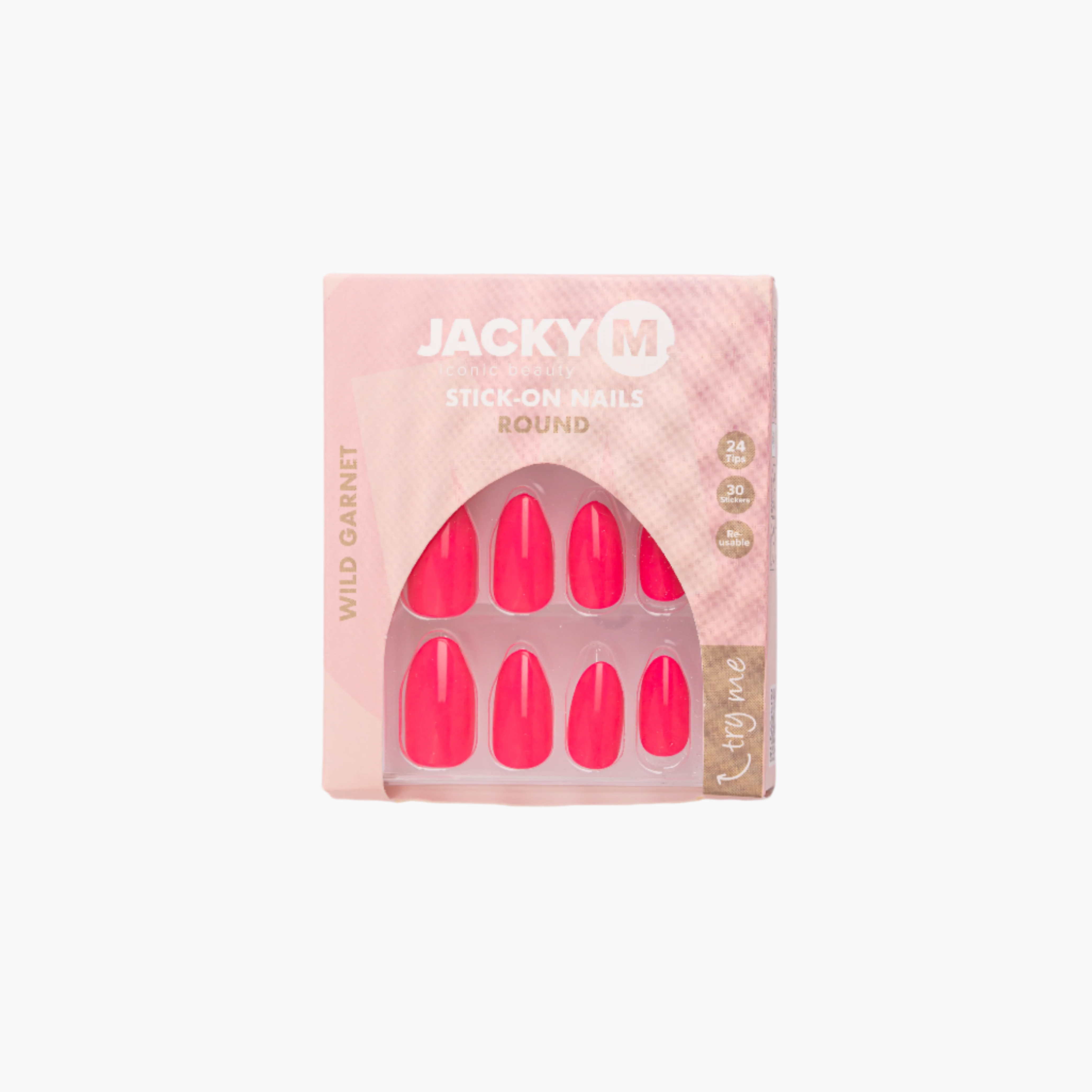 JACKY M. Stick-on Nails verpakking met 24 kunstnagels vorm: Round kleur: Wild Garnet