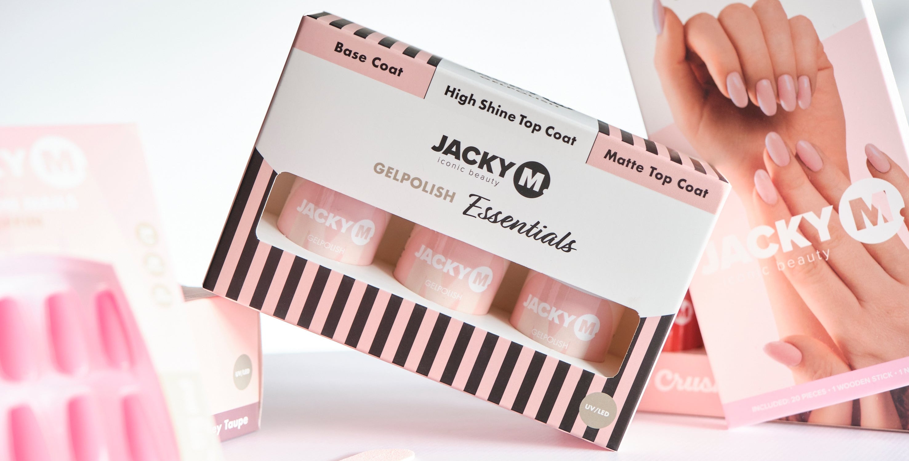 JACKY M. Essentials Kit with a focus on the packaging and product display.