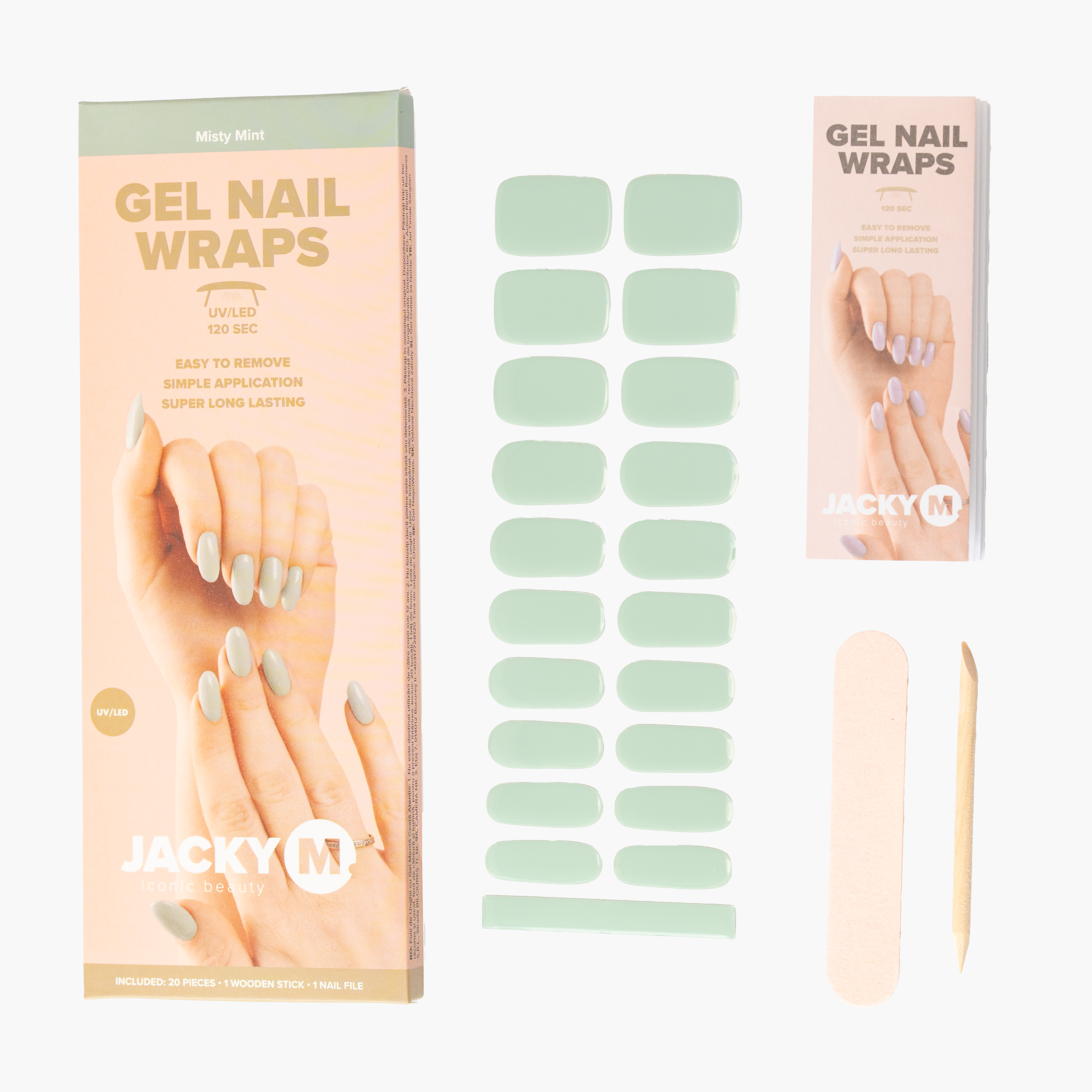JACKY M. Gel Nail Wraps Misty Mint 20pcs