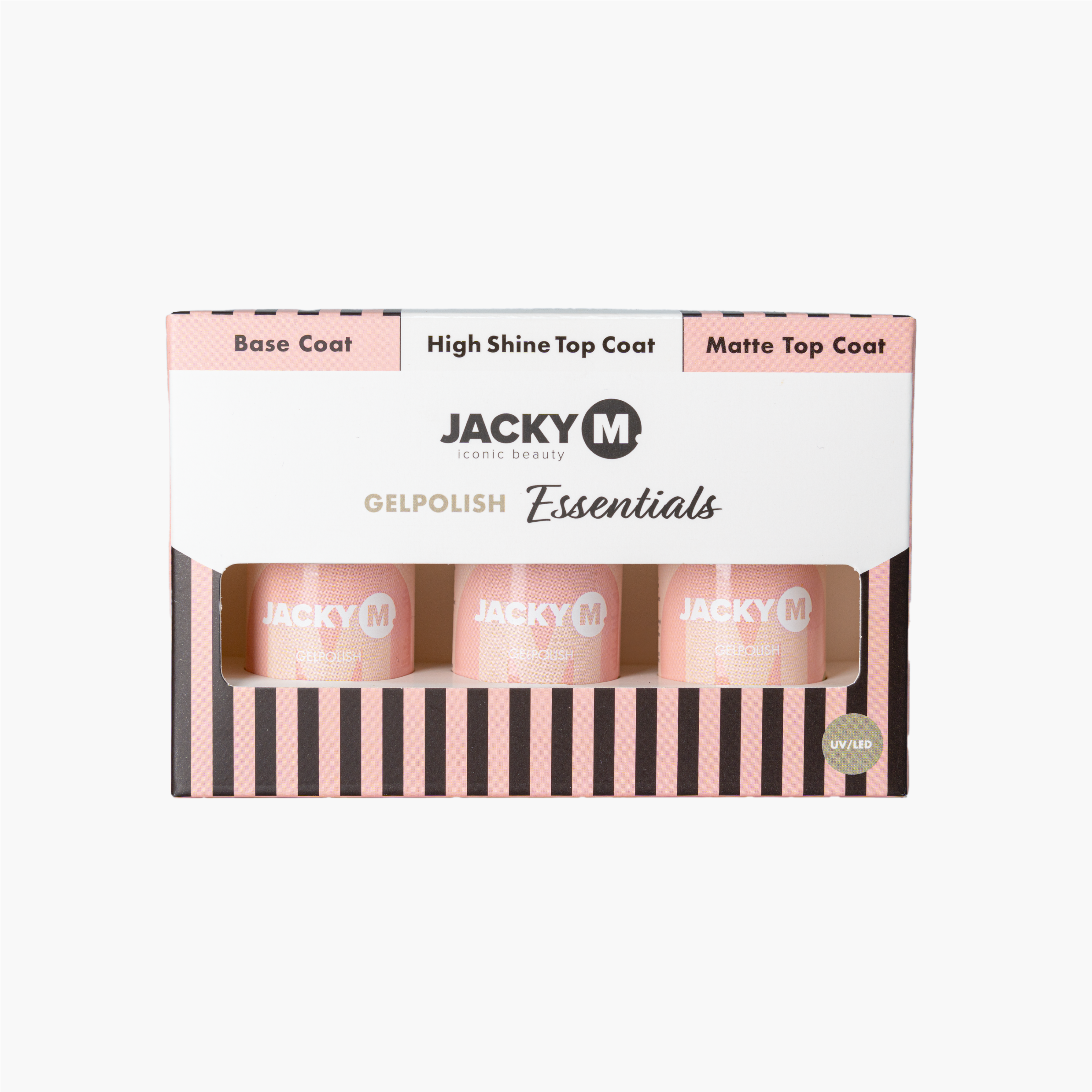 JACKY M. Gelpolish kit packaging on a white background