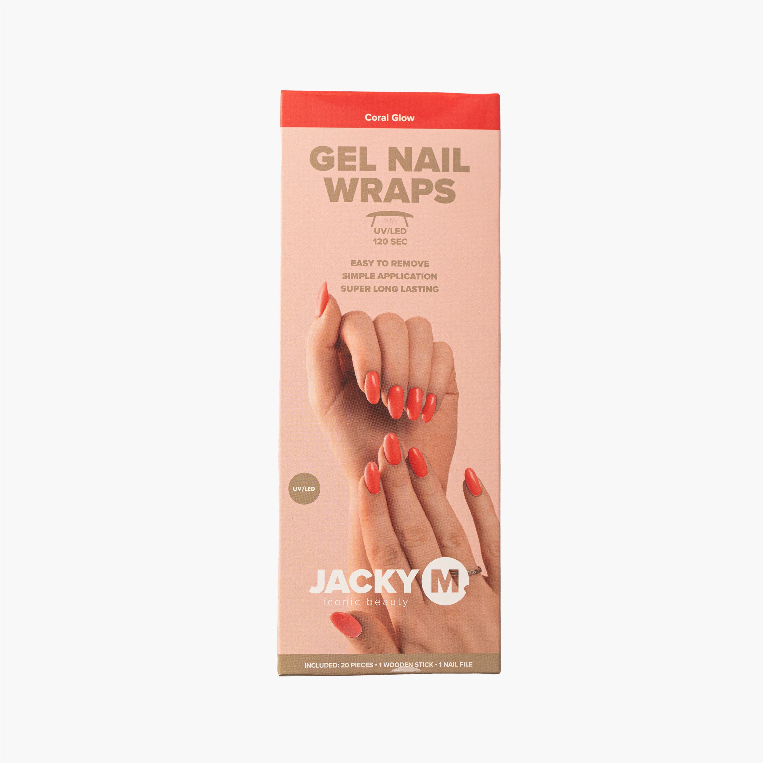 JACKY M. Gel pour ongles corail brillant, 20 pièces