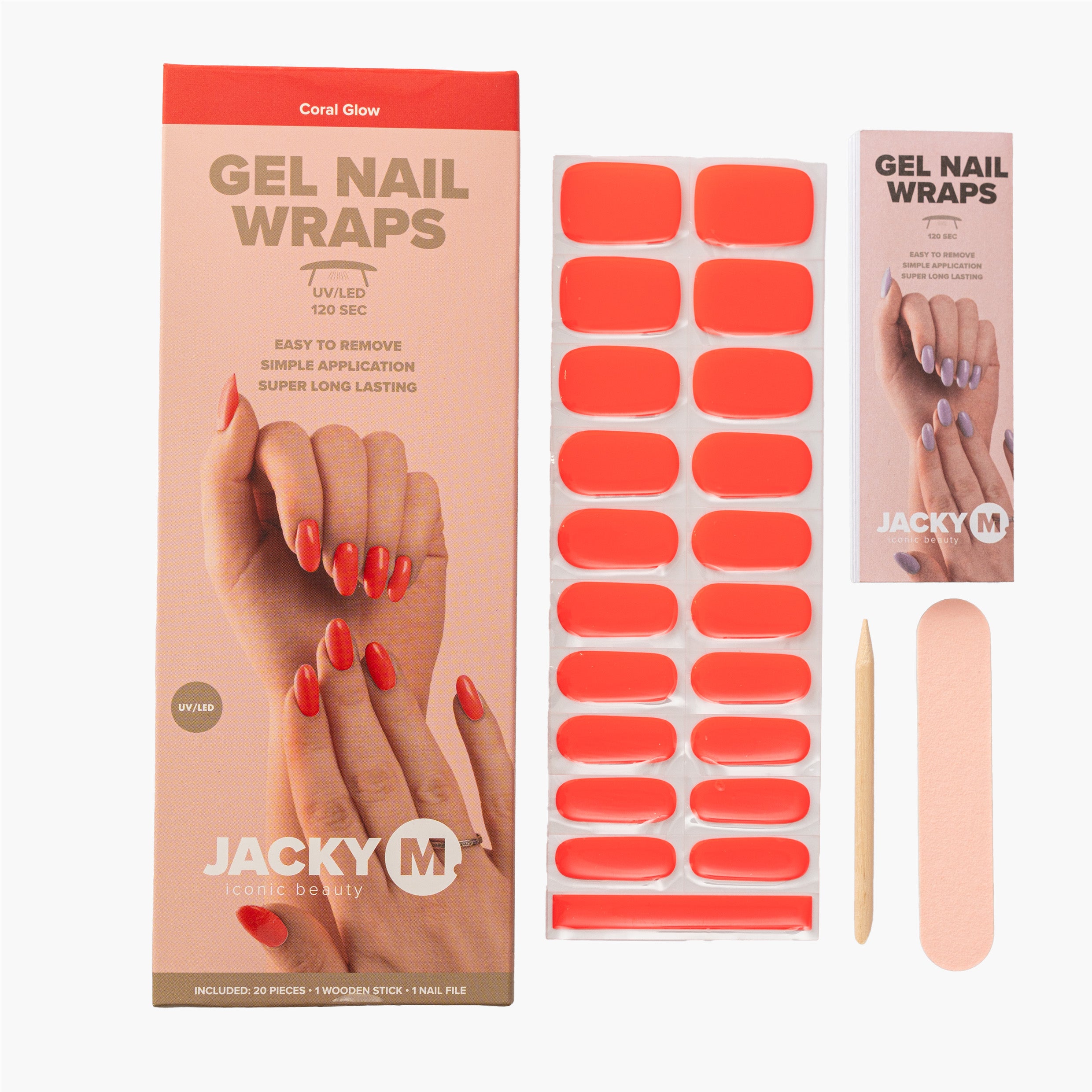JACKY M. Gel pour ongles corail brillant, 20 pièces