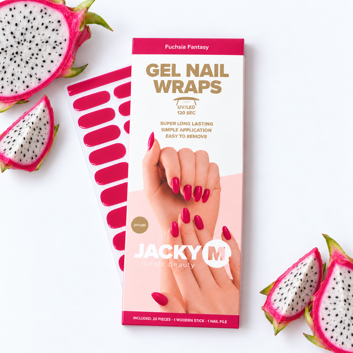 Gel Nail Wraps Fuchsia Fantasy 20pcs - JACKY M.