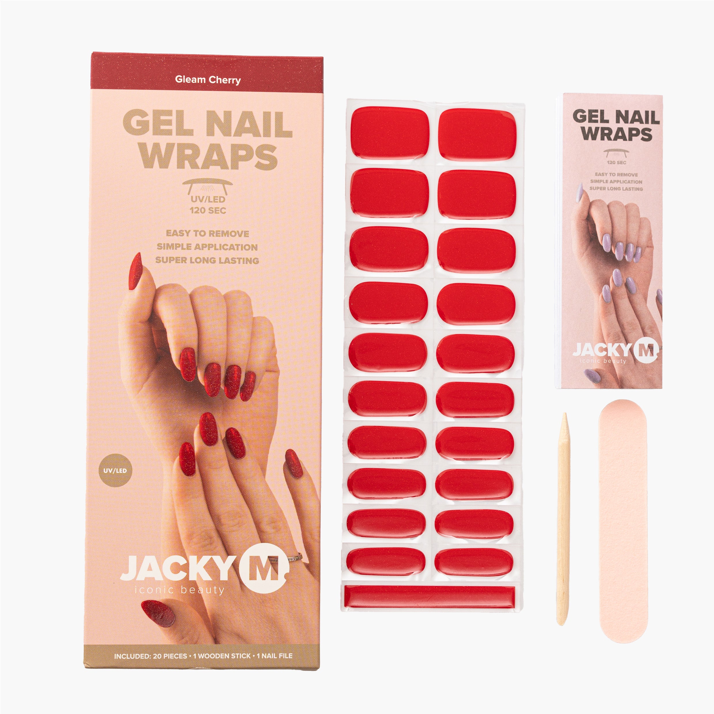 JACKY M. Gel Nail Wraps Gleam Cherry 20pcs
