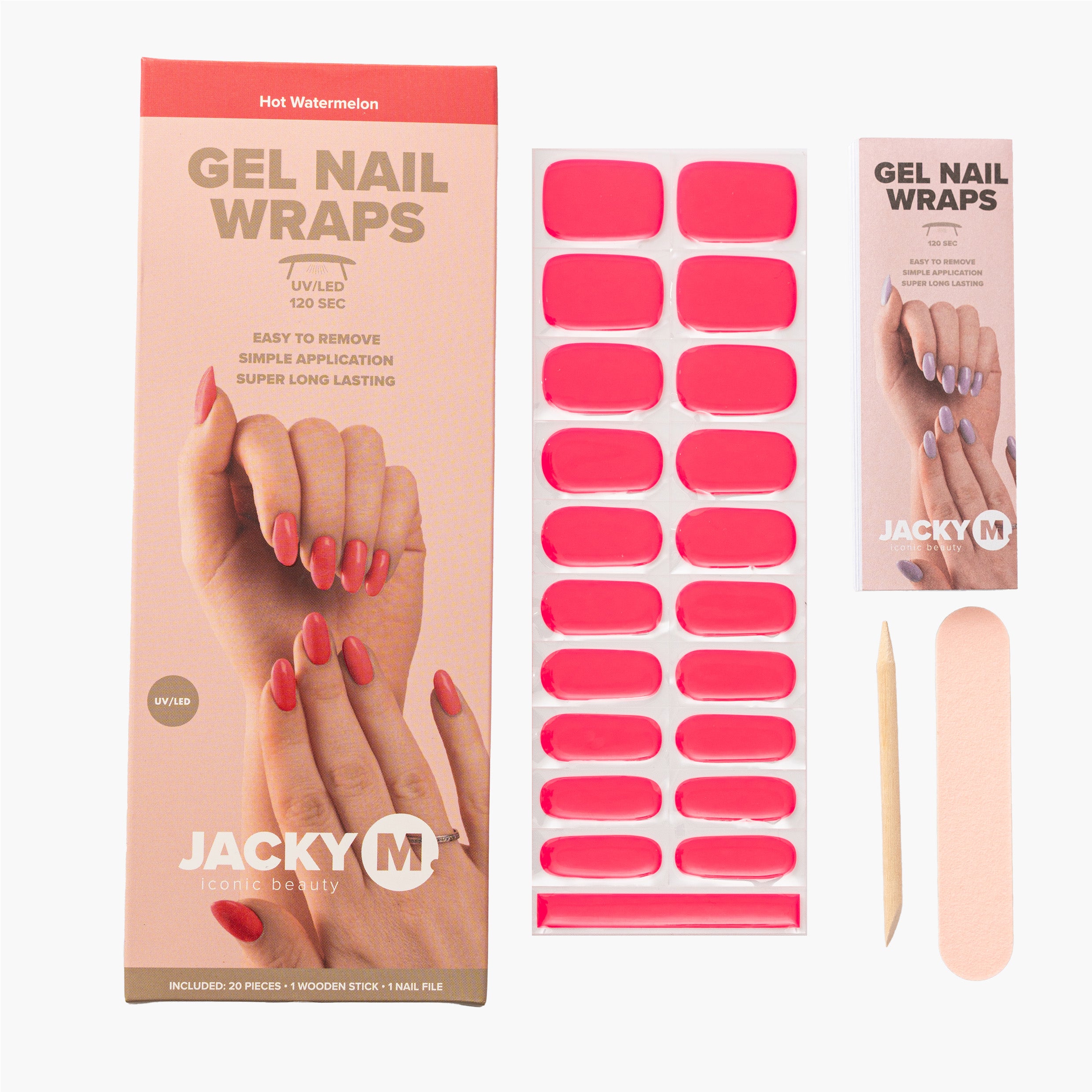 JACKY M. Gel Nail Wraps Hot Watermelon 20pcs