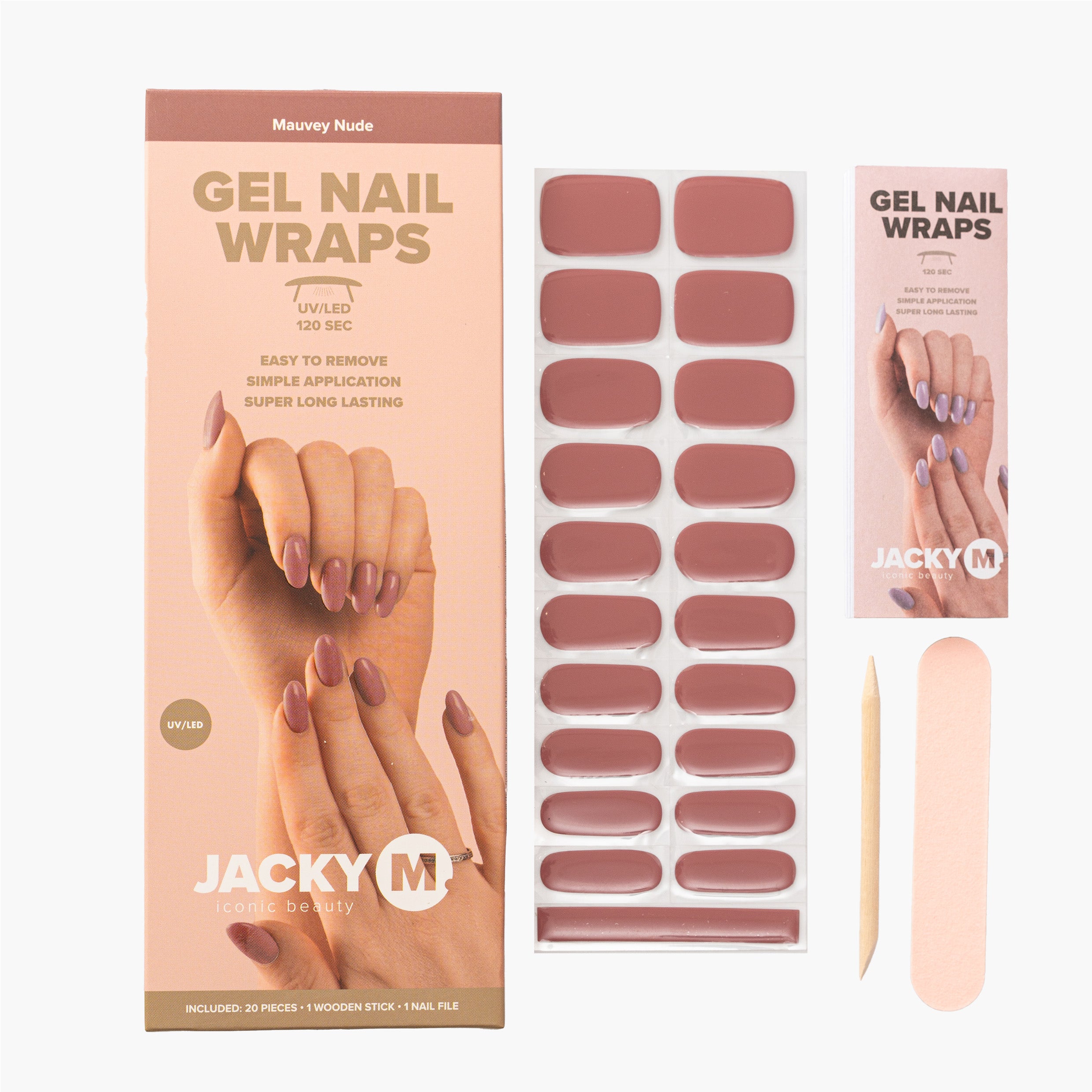 JACKY M. Gel Nail Wraps Mauvey Nude 20pcs