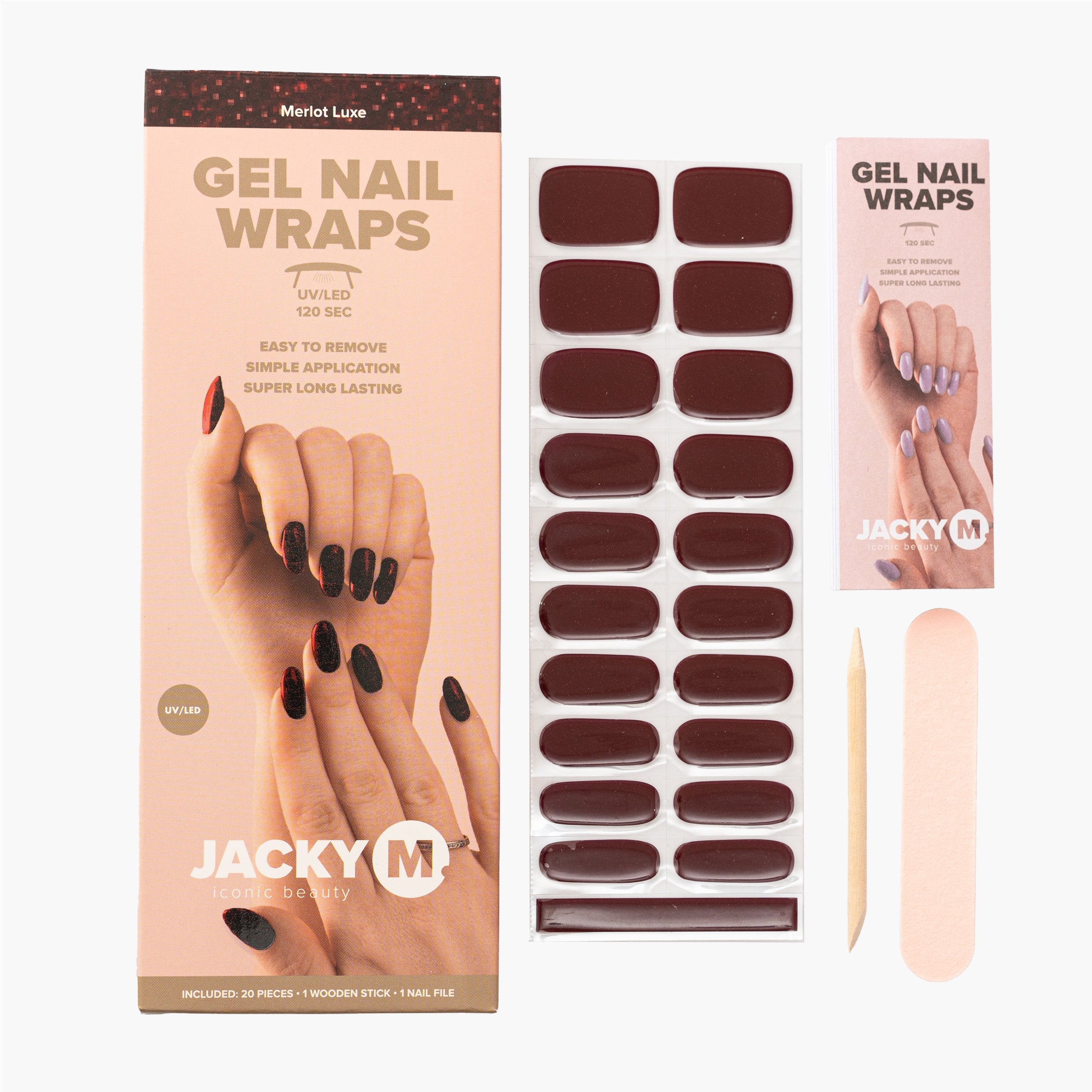 JACKY M. Gel Nail Wraps Merlot Luxe 20pcs