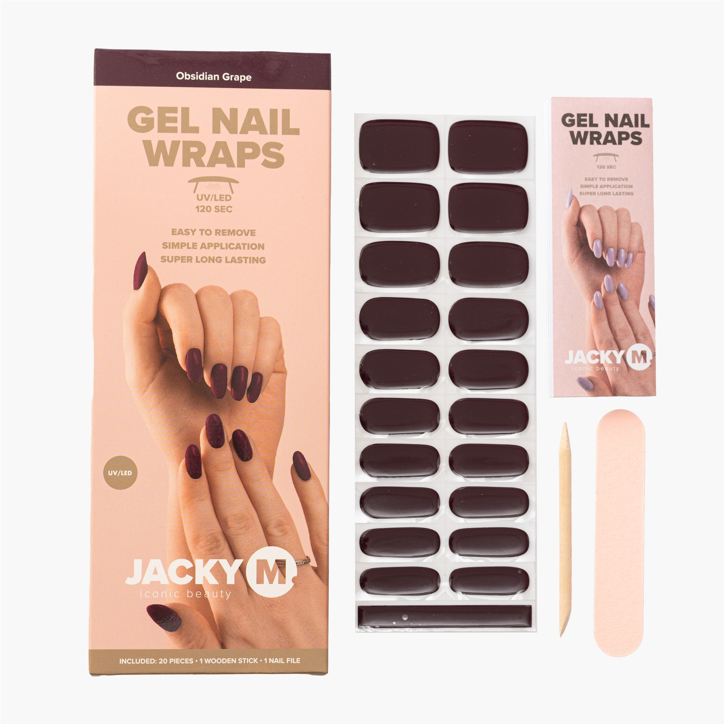 JACKY M. Gel Nail Wraps Obsidian Grape 20pcs