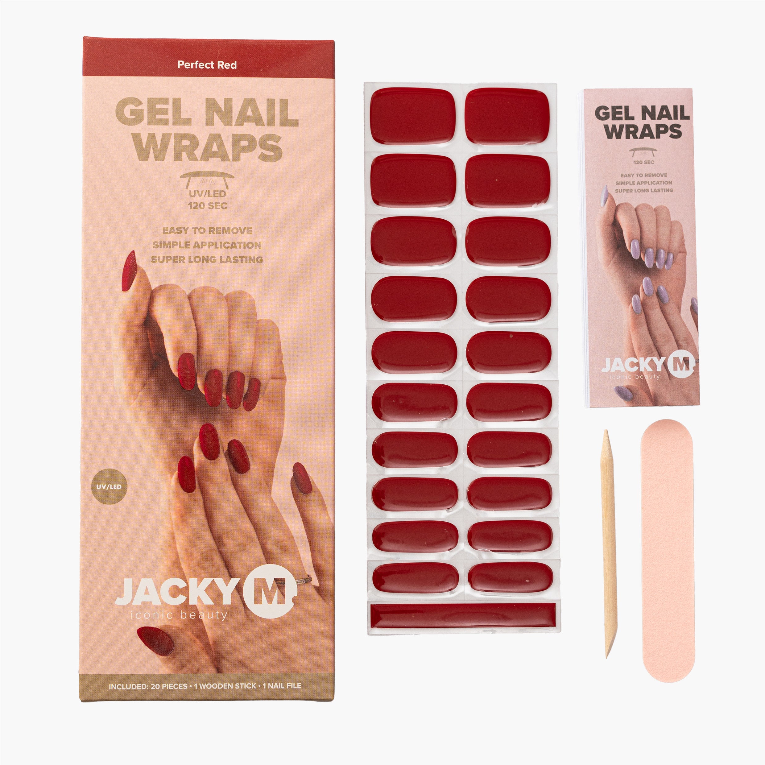 JACKY M. Gel Nail Wraps Perfect Red 20pcs