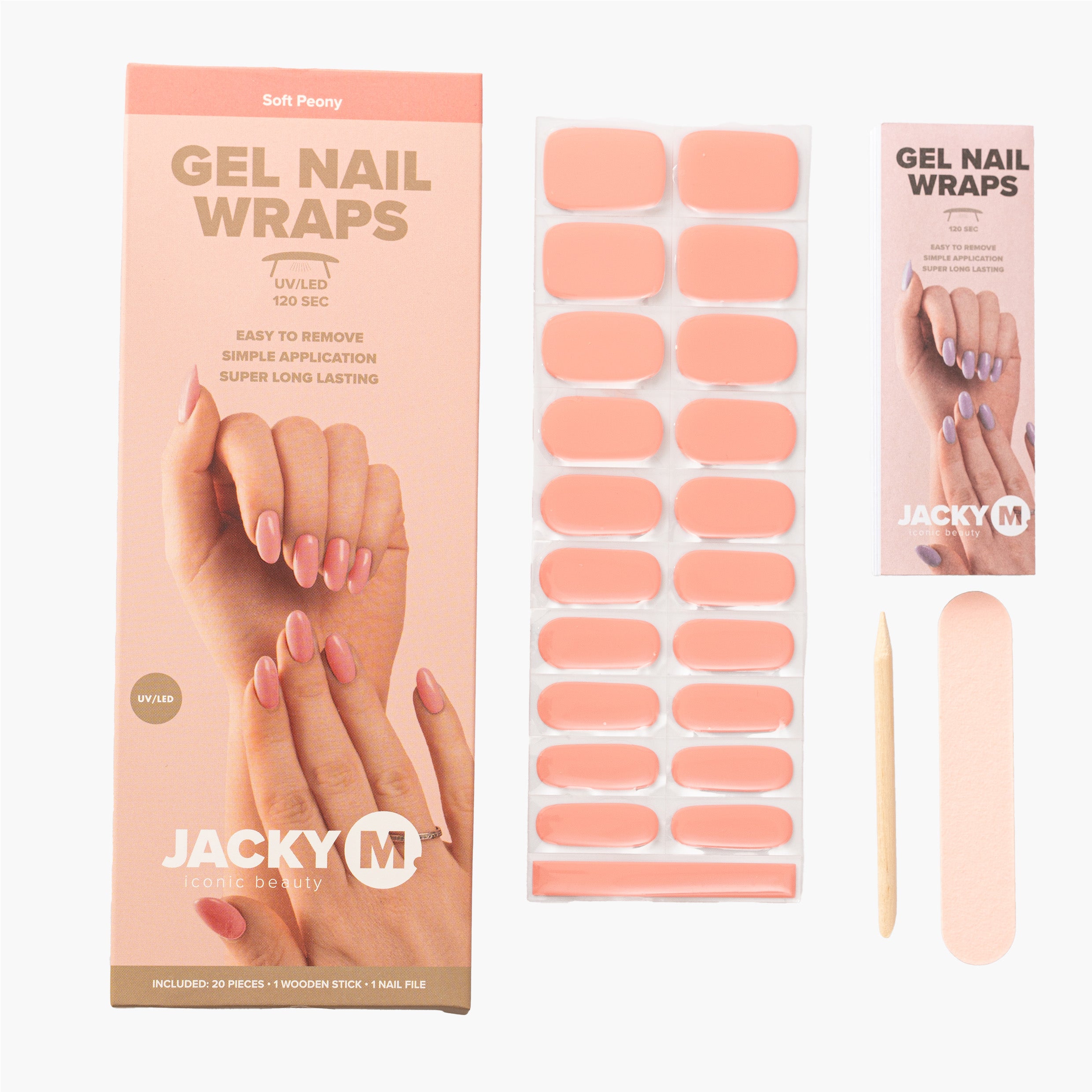 JACKY M. Gel Nail Wraps Soft Peony 20pcs